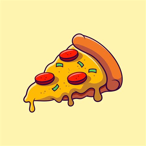 Vector Illustration Of A Slice Of Pizza In Cartoon Style Suitable For