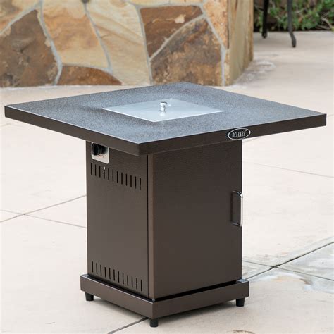Belleze Gas Outdoor Fire Pit Glass Table With Hammered Bronze Finish 40 000btu Csa Buy