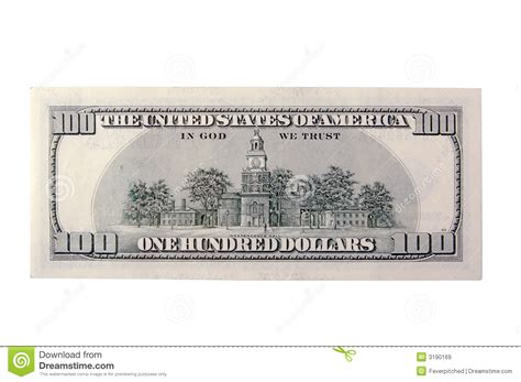 One Hundred Dollar Bill Back Stock Image Image Of Market Macro 3190169