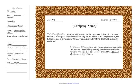 Share Certificate Templates 12 Free Word Excel And Pdf Formats