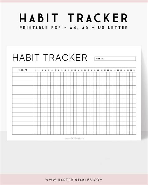 Habit Tracker Template Printable Habit Chart A4 Daily Habit Etsy Vrogue