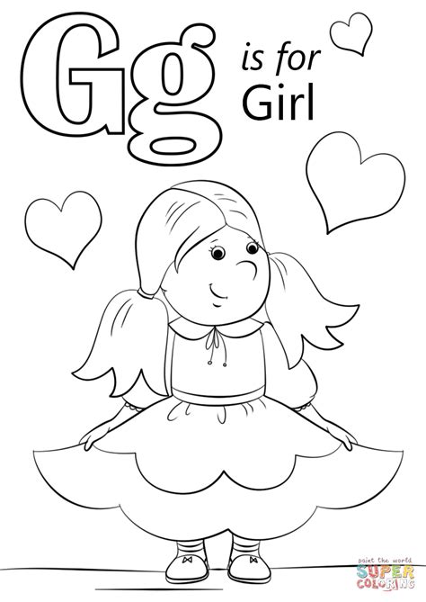 Letter G Is For Girl Coloring Page Free Printable Coloring Pages