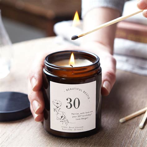 30th birthday gift ideas for delivery in ireland and worldwide. 30th Birthday Gift Personalised Candle By Kindred Fires ...