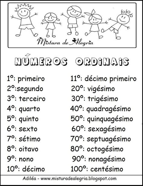 Numerais Ordinais Números Ordinais Numerais Ordinais Atividades De