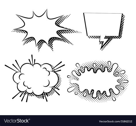 set comic speech bubbles different shapes vector image