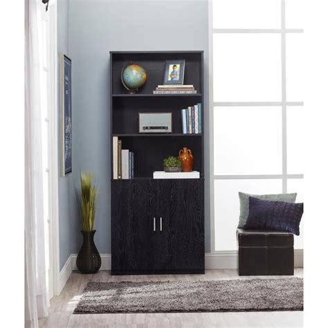 Ameriwood Home Moberly Black Ebony Ash Bookcase With Doors Free