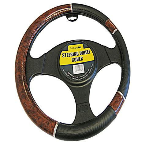Luxury Black And Wood Effect Steering Wheel Cover Wilco Direct