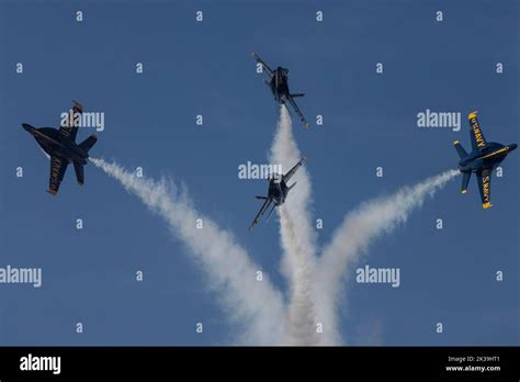 The Us Navy Blue Angels Perform Aerial Maneuvers During The 2022