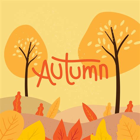 Autumn Trees And Leaves On Hills 669998 Vector Art At Vecteezy