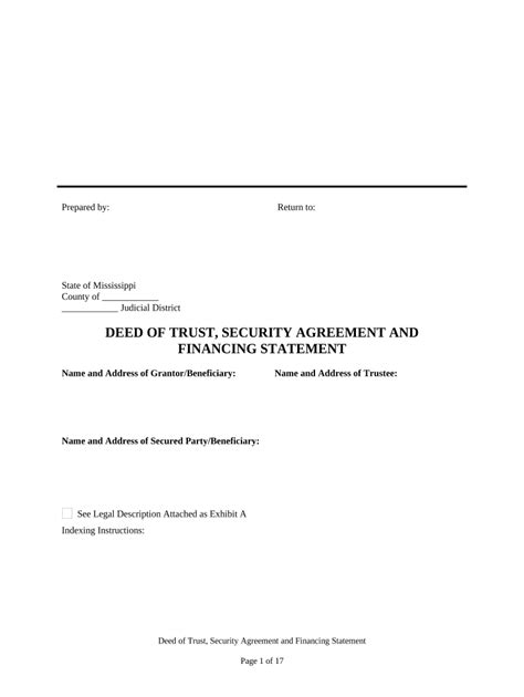 Deed Of Trust Security Agreement And Financing Statement Mississippi