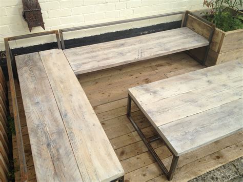 This Is A Two Sun Loungersbench With A Table Made From Scaffold Boards