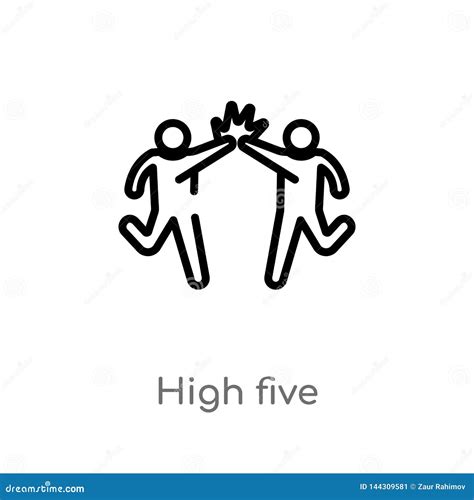 Outline High Five Vector Icon Isolated Black Simple Line Element
