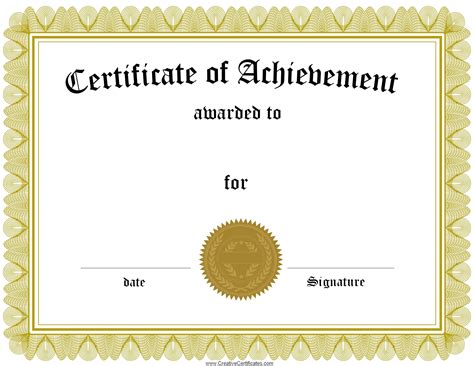 Free Online Printable Certificates Of Achievement Templates Printable