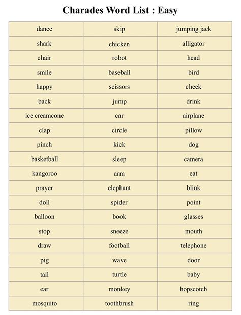 10 Best Printable Charades Words Pdf For Free At Printablee