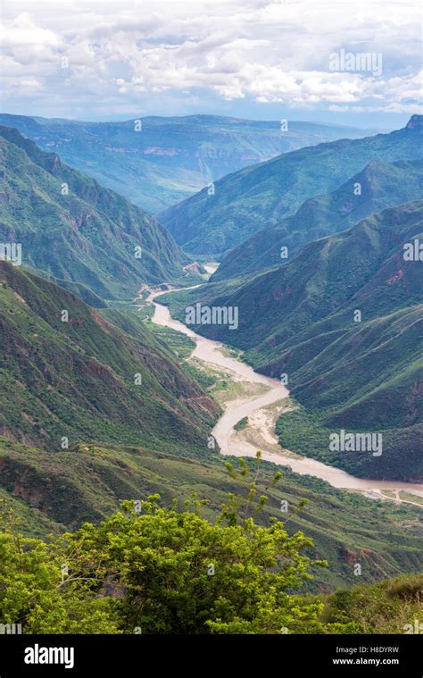 Vertical View Of Chicamocha Canyon And River Near Bucaramanga Colombia