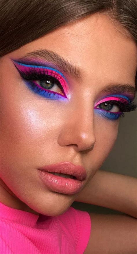 Creative Eye Makeup Art Ideas You Should Try Pretty Bright Pink And Blue Combo