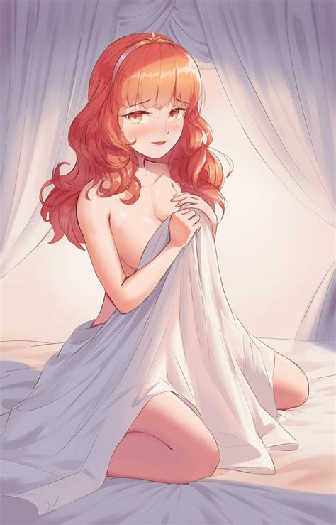Rule 34 1girls Awan0918 Bangs Bed Sheet Blush Breasts Celica Female