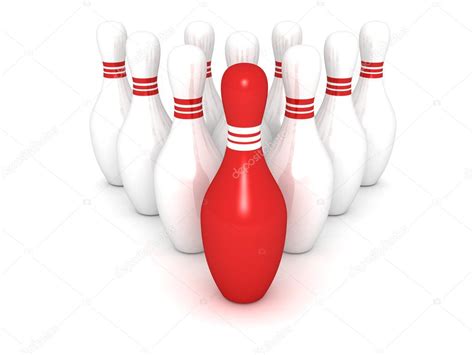 Bowling Pins With Red Leader — Stock Photo © Borzaya 7953578