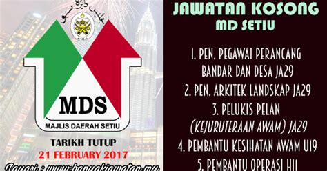 Shah alam dibuka pada tahun 1963 bertujuan untuk dijadikan pusat pentadbiran selangor setelah kuala lumpur dijadikan wilayah persekutuan pada 1 februari 1974. Jawatan Kosong di Majlis Daerah Setiu (MDS) - 21 February ...