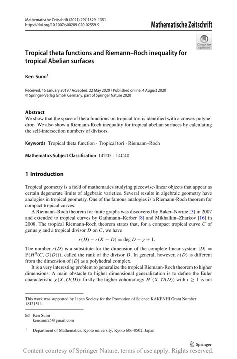 Tropical Theta Functions And RiemannRoch Inequality For Tropical Abelian Surfaces Request PDF