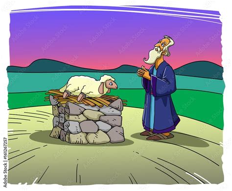Abraham Brings A Lamb Sacrifice Stock Illustration Adobe Stock