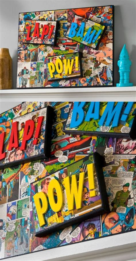Decorate A Canvas With Comic Books And Mod Podge Book Crafts Diy