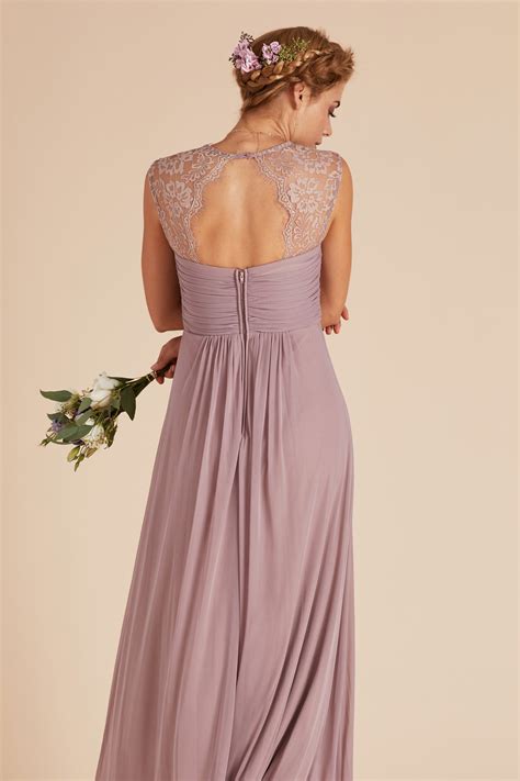 Mary Bridesmaid Dress By Birdy Grey In Mauve Vintage Style Lace Empire