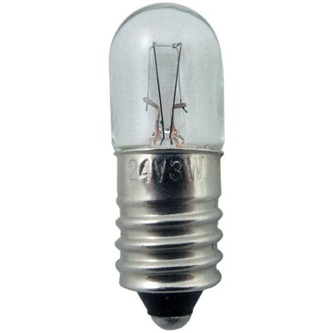 24 Volt 3 Watt Mes E10 R10 Tubular Miniature Light Bulb