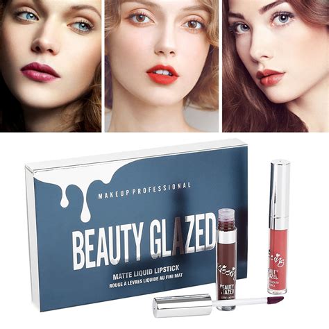beauty glazed 6pcs set liquid matte metallic lipstick long lasting waterproof clear lipstick