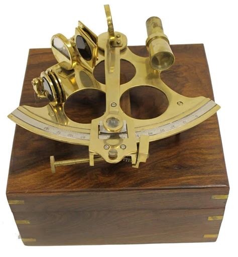 brass nautical sextant with wooden box maritime astrolabe office and ting item sextants