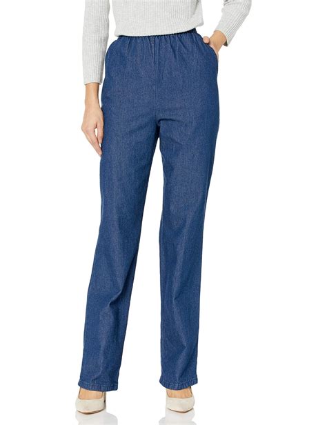 Cpokrtwso Womens 100 Cotton Pull On Pant With Elastic Waist Jeans