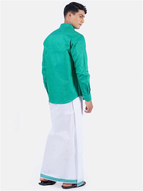 Ramraj Green Pure Cotton Shirt With Dhoti Pants For Men Distacart