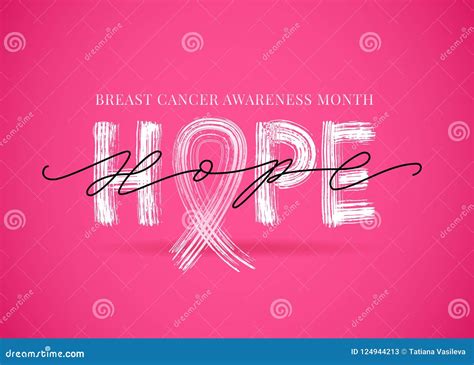 Hope Word With Pink Ribbon Symbol Breast Cancer Awareness Month