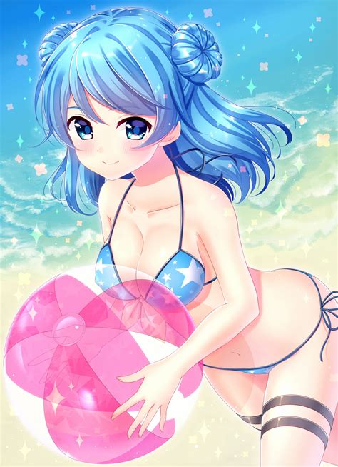 Masaüstü Illüstrasyon deniz uzun saç Anime girls Mavi saç Mavi