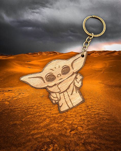Baby Yoda Wooden Keychain Etsy In 2021 Wooden Keychain Keychain