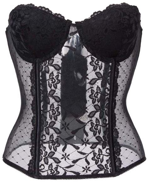 Sexy Black Lace Flower Underwire Cups Bustier N10016