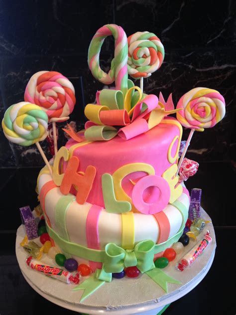 Whimsical Candy Themed Birthday Cake Fondant Cakes Themed Birthday