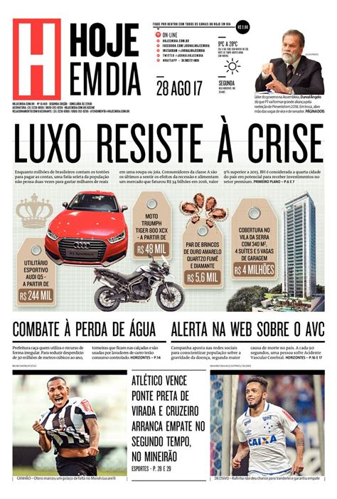 capa do dia 28 08 2017 hojeemdia jornal noticias news newspaper triumph tiger 800