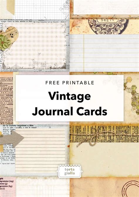 Free Printable Vintage Journal Cards Tortagialla
