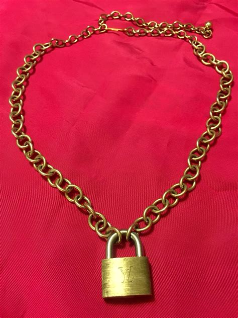 Explore more like louis vuitton gold necklace. Louis Vuitton Brished Gold Padlock Pendant /Necklace Medium Gold Adustable link Chain/ Choker by ...