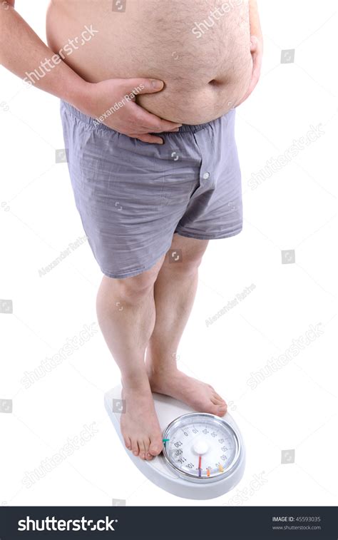 Overweight Man With The Weight Scale Stock Photo Shutterstock