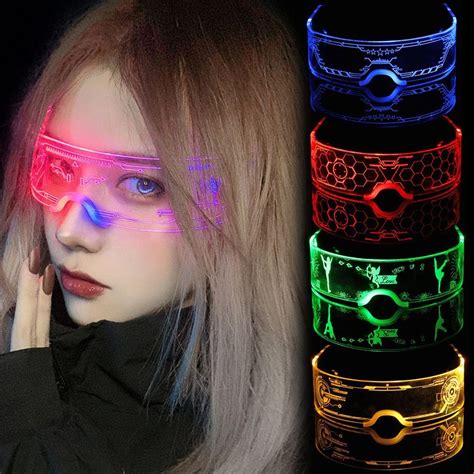 buy supplies performance props cyberpunk eyeware neon goggles led luminous eyeglasses cosplay