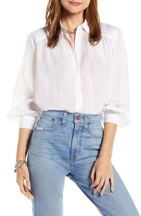 Something Navy Sheer Button Up Shirt Best Tops For Women Under 50