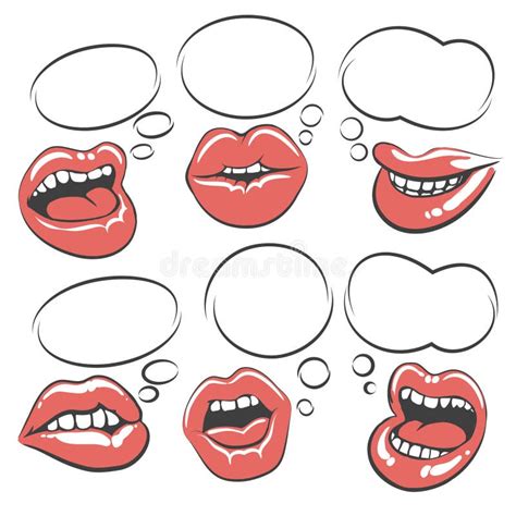 Pop Art Lips With Speech Bubble Stock Vector Illustration Of Lipstick