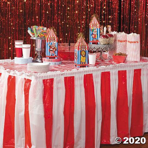 Red And White Striped Table Skirt Oriental Trading Carnival Birthday Parties Circus Birthday