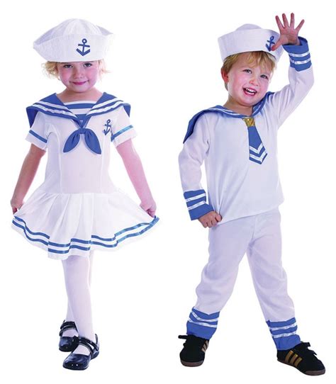 Cute Boy And Girls Toddler Sailor Suit Dress Naval Fancy Dress