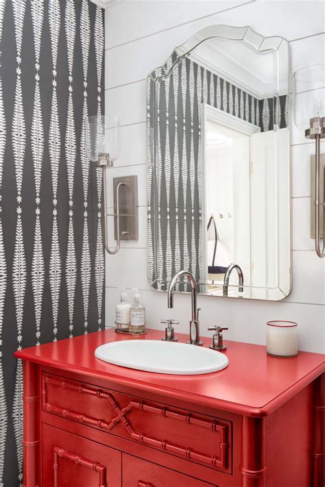 Wallpaper | #interiordesign #homedecor #wallpaper | Bathroom red