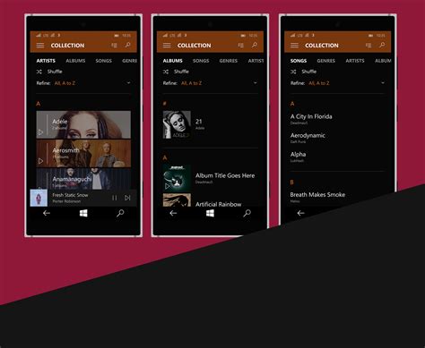 Music App Concept For Windows 10 Mobile On Behance