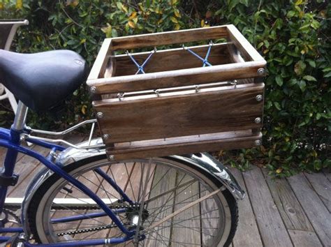 Custom Built Rustic Wood Crate Bicycle Basket Etsy Rear Bike Basket