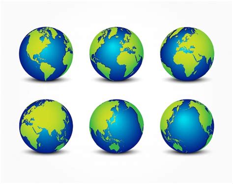 Globo 3d Da Terra Mapa Mundial Com Continentes Verdes E Oceanos Azuis